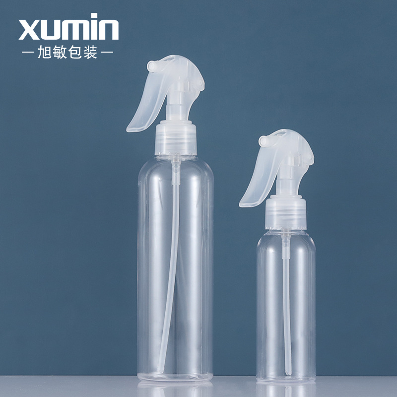 En stock pet100ml250ml botella de spray de botón de mano de plástico botella de agua cosmética botella de spray de desinfección de alcohol image 1