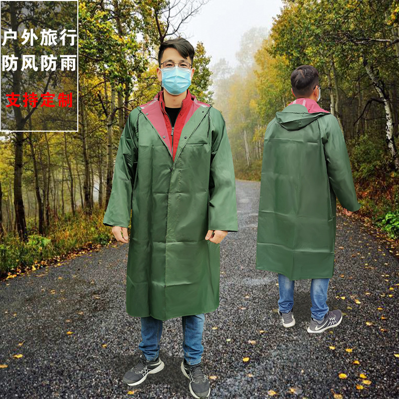 Factory wholesale outdoor long adult raincoat hiking mountaineering cycling waterproof one-piece poncho duty raincoat