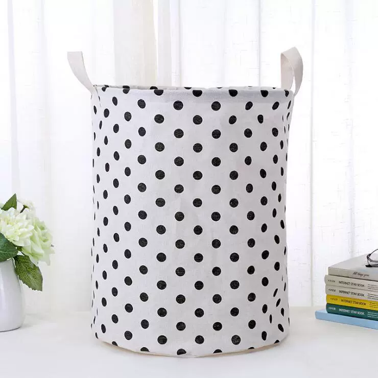 Laundry Basket, Cotton & Linen Foldable Waterproof Bin, Modern 35×43 cm, Patterned Storage