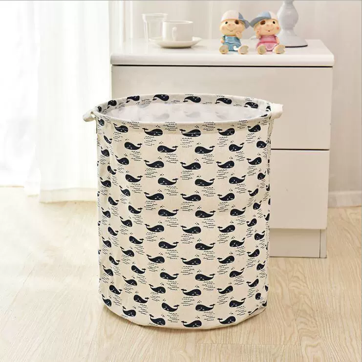 Laundry Basket, Cotton & Linen Foldable Waterproof Bin, Modern 35×43 cm, Patterned Storage