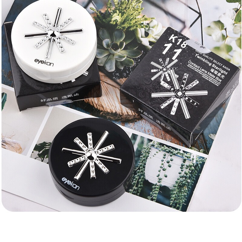 Kaida 1811 bright starlight black and white snowflake flower simple contact lens box beauty pupil box couple Box Wholesale Kaida 1811 bright starlight black and white snowflake flower simple contact lens box beauty pupil box couple Box Wholesale