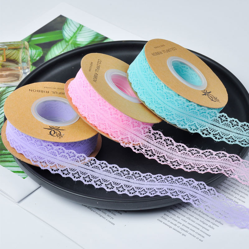 Fibra color 3cm flor pastel caja de regalo mano hecho a mano DIY tocado cinta de encaje arco cinta al por mayor