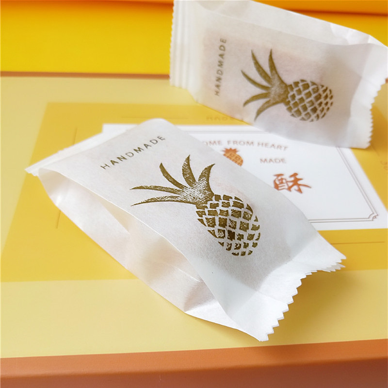 Bolsa de papel de seda para empaque de pastel de piña 2026, bolsa de pastel de piña taiwanesa hecha a mano de alta gama, bolsa para alimentos, 50 piezas