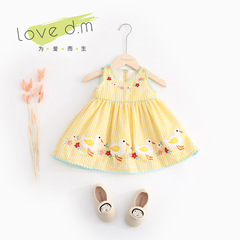 Girls duck vest dress 0-6 years old children's clothing summer baby girl fashion embroidered dress little girl skirt trendy