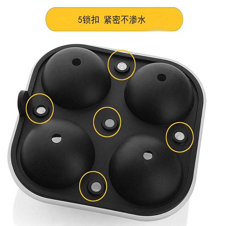 Fabricante en stock grande bandeja de hielo de silicona de 4 piezas fondo de plástico redondo molde de paleta de hockey sobre hielo molde de hockey sobre hielo de whisky de cuatro piezas