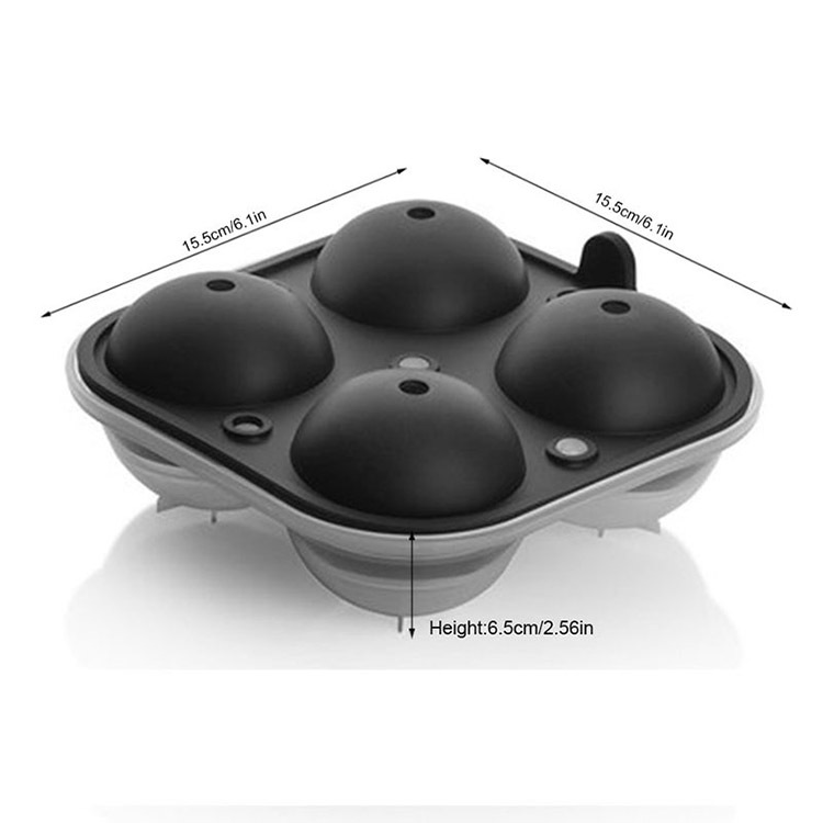 Fabricante en stock grande bandeja de hielo de silicona de 4 piezas fondo de plástico redondo molde de paleta de hockey sobre hielo molde de hockey sobre hielo de whisky de cuatro piezas