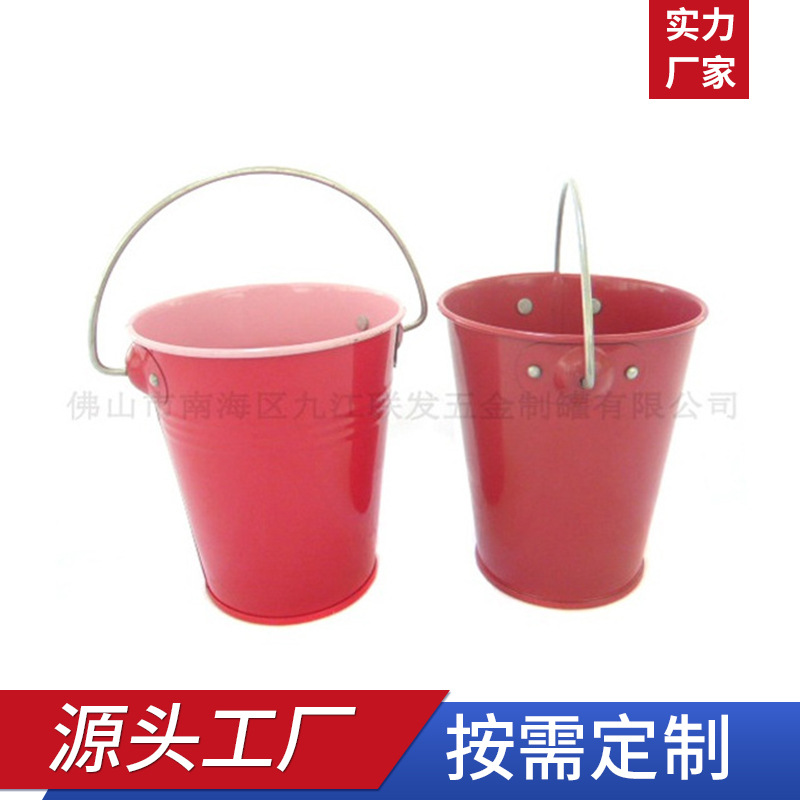 工厂马口铁镀锌铁迷你铁糖果包装桶红色柱形方便携带厂家直供