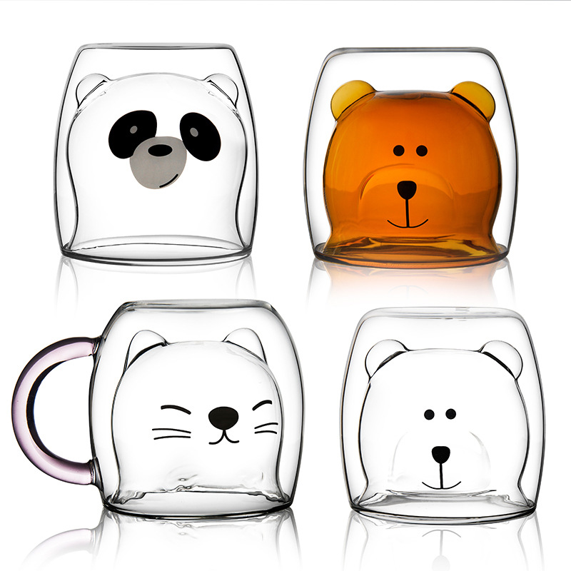 Transparent creative cartoon double -layer glass heat -resistant…