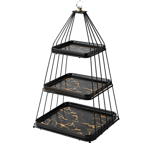 Fruit plate household double-layer storage rack three-layer dessert table display rack hotel afternoon tea fruit basket cake stand