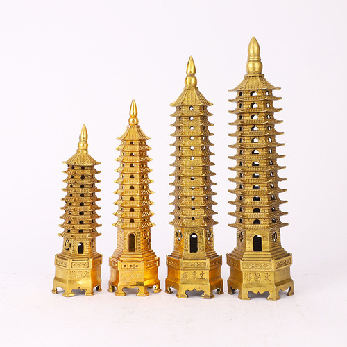 Manufacturer wholesale brass 13th floor Wenchang Tower ornaments 9th floor 13th floor office desk study decoration