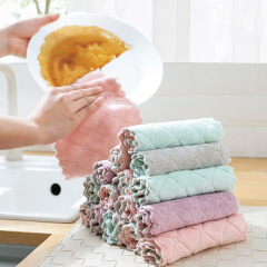 Household lazy rag kitchen cleaning oil-absorbent double-sided scouring pad composite water-absorbent cleaning towel coral velvet rag
