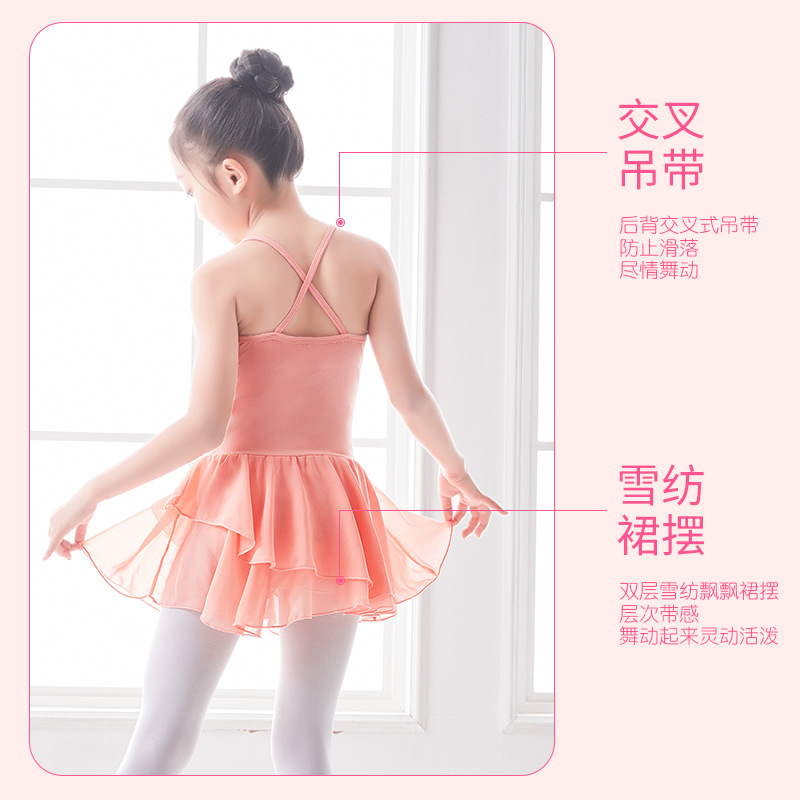 Ropa de baile para Niños Niñas Ropa de práctica de verano para niños vestido de baile para niñas vestido de Ballet de correa Ropa de baile de gasa