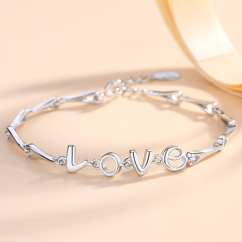 Plata pura 999 plata esterlina no se desvanece Pulsera LOVE Diseño de nicho femenino Estilo simple y frío Novia estudiante Joyas de plata