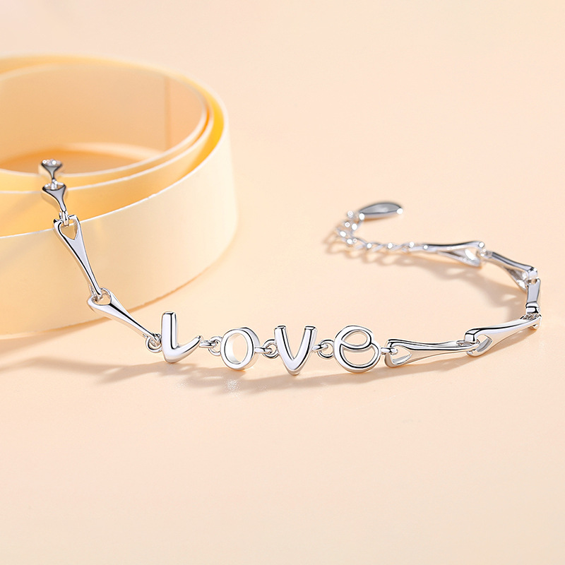 Plata pura 999 plata esterlina no se desvanece Pulsera LOVE Diseño de nicho femenino Estilo simple y frío Novia estudiante Joyas de plata
