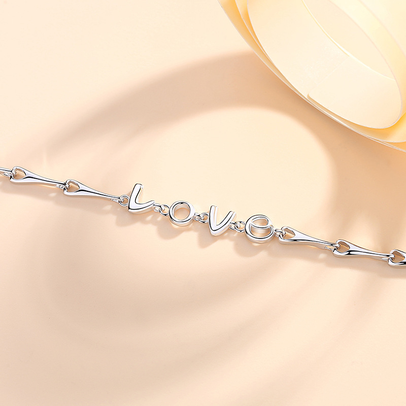 Plata pura 999 plata esterlina no se desvanece Pulsera LOVE Diseño de nicho femenino Estilo simple y frío Novia estudiante Joyas de plata