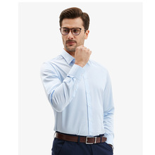 促销棉液氨免烫衬衫男长袖简约白色商务上衣职业装蓝衬衣工装服饰