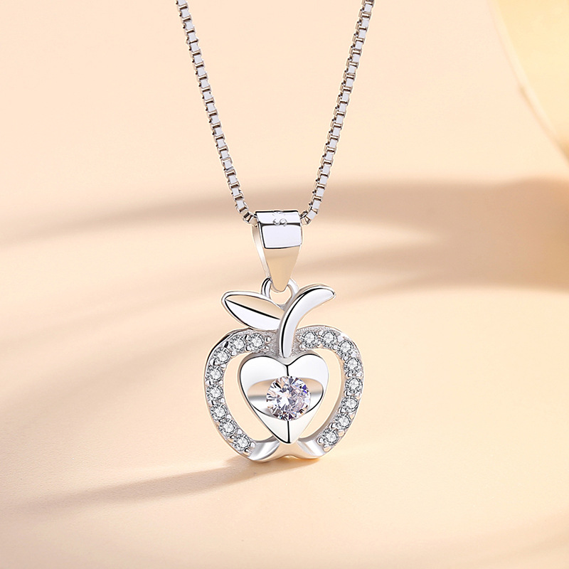 S925 plata esterlina Pequeña Manzana colgante estilo coreano fruta fresca diamante joyería Navidad Eve accesorios al por mayor