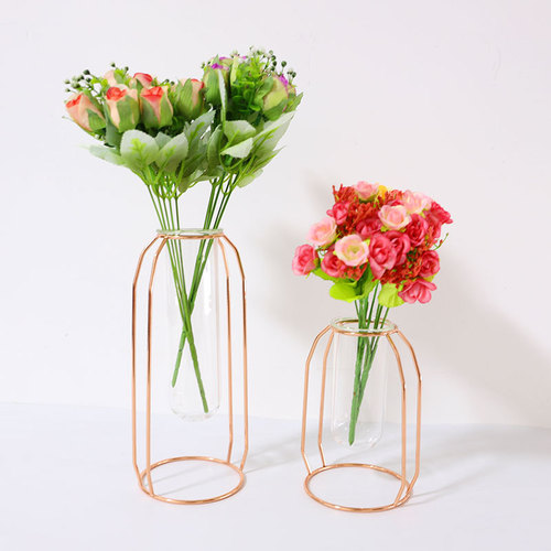 Iron hanging transparent glass test tube planter stand vase minimalist hydroponic planter garden small flower stand home decor