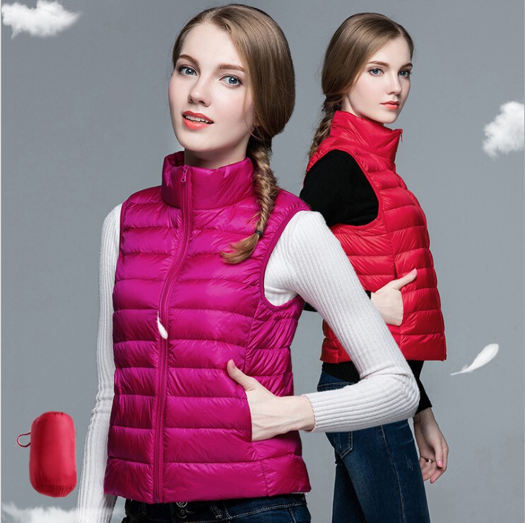 Cross-border Explosions Down Vest Women's Autumn and Winter Lightweight Short Korean Style Slim-fit Large Size Vertical Collar Vest Inner Tank Coat Trendy