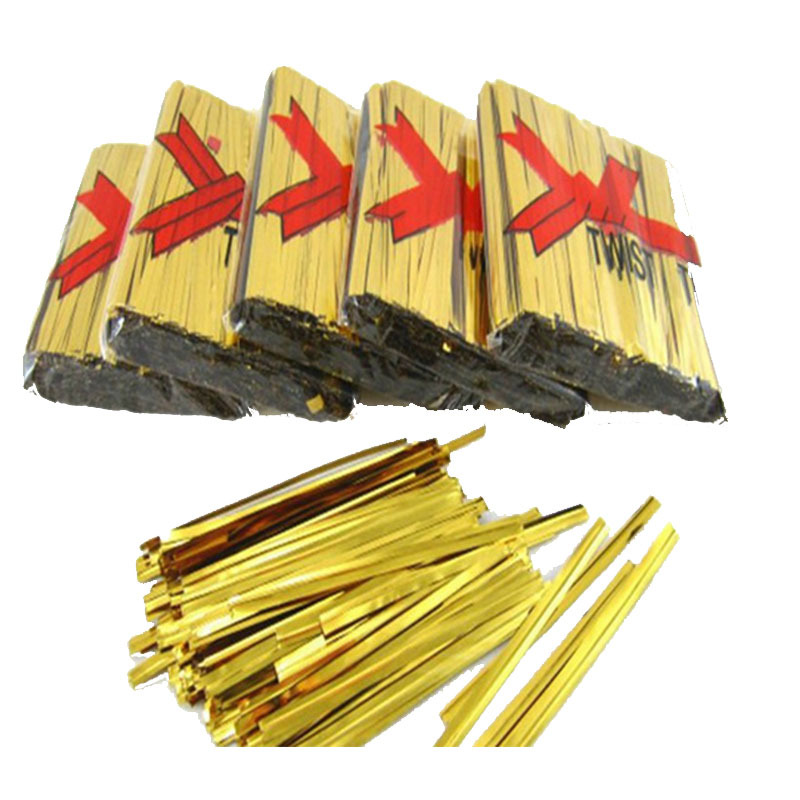 Fábrica al por mayor alambre de metal lazo decorativo regalo bolsa de pan Lollipop corbata cuerda en stock al por mayor