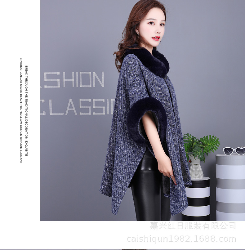 2025 nuevo estilo imitación rex abrigo de piel de conejo mujer de piel más terciopelo cálido comercio exterior chal capa de mujer otoño e invierno al por mayor