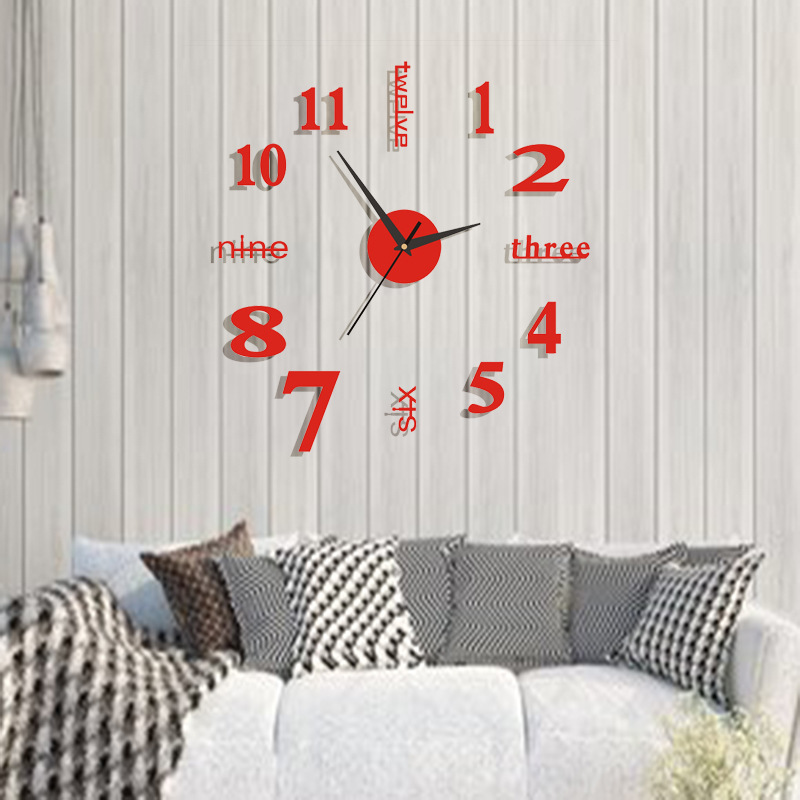 De estilo europeo salón dormitorio mudo reloj ponche-libre simple Inglés reloj hogar creativo DIY etiqueta de la pared Reloj de pared