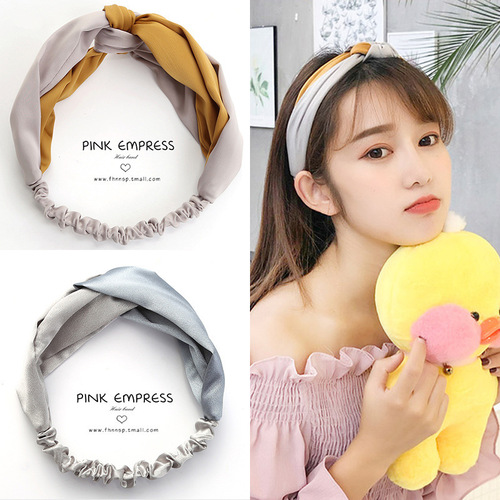 Korean spring and summer cross elastic hairband chiffon silk headband ladies headband hair accessories sports face wash headwear wholesale