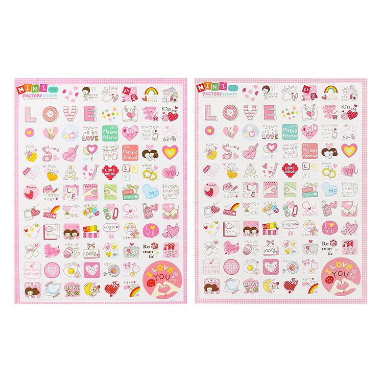 Pegatinas creativas papelería mini fábrica lindo diario de dibujos animados pegatinas 6 modelos opcionales 2 hojas
