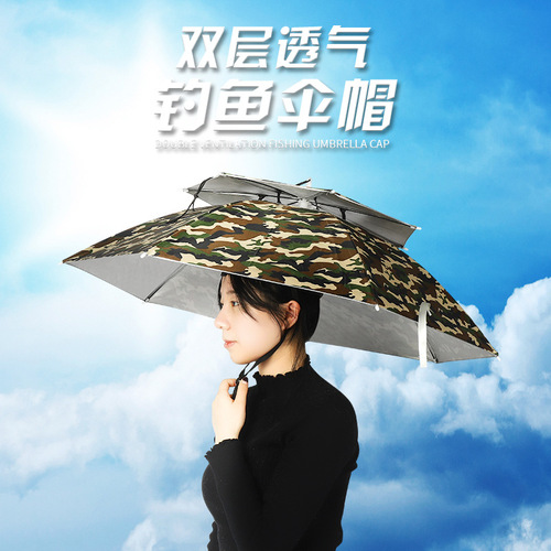 Wholesale large-sized fishing hats, parasol-style sun hats, head-mounted sunshades for men and women—customizable for farming and all-weather use.