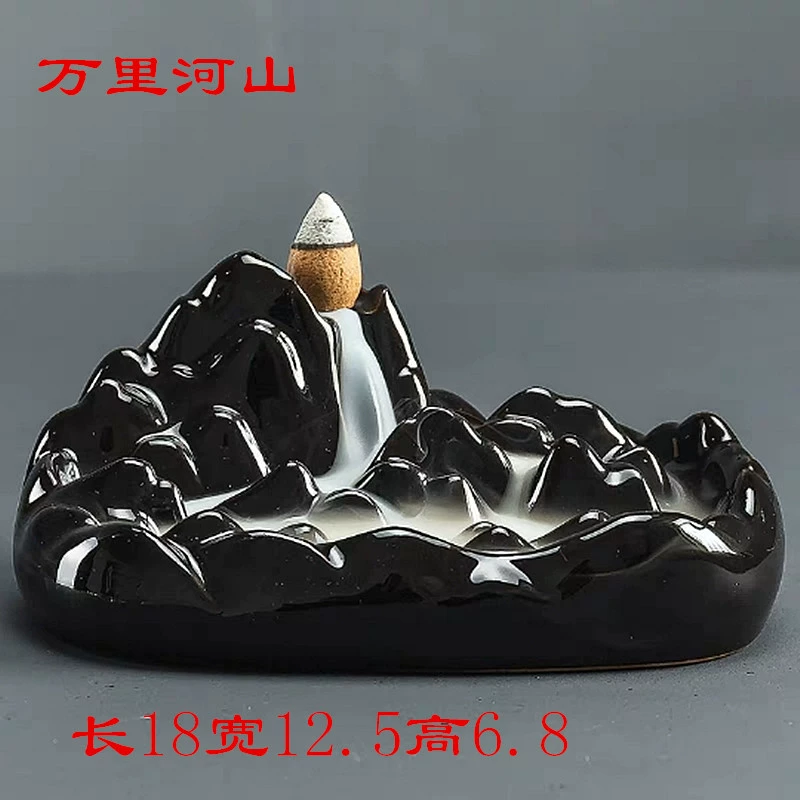 Ceramic Backflow Incense Burner, Lotus Inverted Design, Decorative Buddha Incense Holder