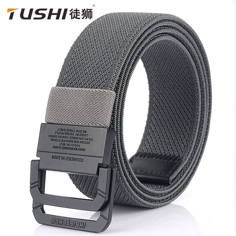 Two ring buckle elastic canvas fine narrow belt trendy belt belt canvas woven pants band manufacturers spot wholesale