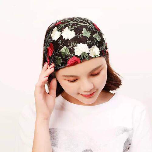 New Embroidered Wide-Brim Hair Band, Chinese Style Hair Compress, Thin Women's Fashion Ins Head Scarf, Head Cover, Hair Tie, Women's Summer Head Accessory