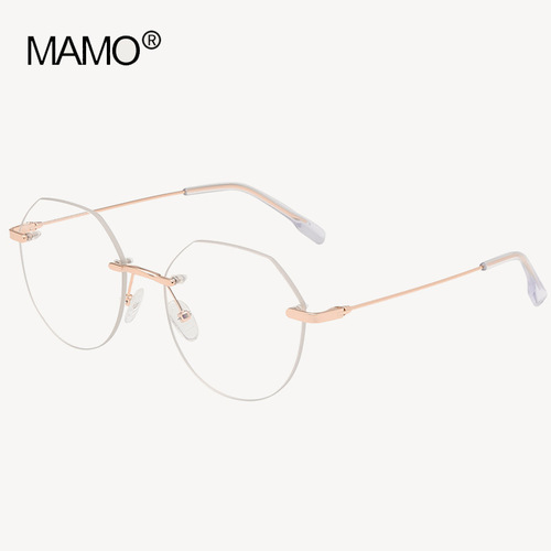 S31315 Fashionable Frameless Locking Chips Trim Edge Men's Myopia Mirrors Lightweight Frame Literary Trendy Flat Mirrors for Women Without Makeup
