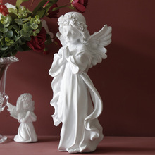 北歐創意天使女孩雕塑擺設家居客廳書櫃裝飾工藝品樹脂雕像擺件