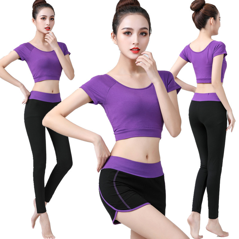 Wholesale summer yoga suit women's short leggings running sports fitness suit modal yoga two-piece suit Wholesale summer yoga suit women's short leggings running sports fitness suit modal yoga two-piece suit