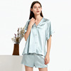 Silk pijama, shorts, set, cardigan for leisure, with short sleeve, V-neckline