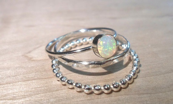 Oval Cz Engagement Ring And Stackable Ring Set In Sterling Silver_voghion.com