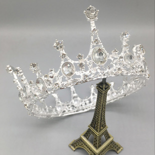 2025 K-Style of Middle-Aged and Older Kidsren's Elegant Rhinestone Crown Headwear Student Catwalk Noble Round Crown Kidsren's Head Crown
