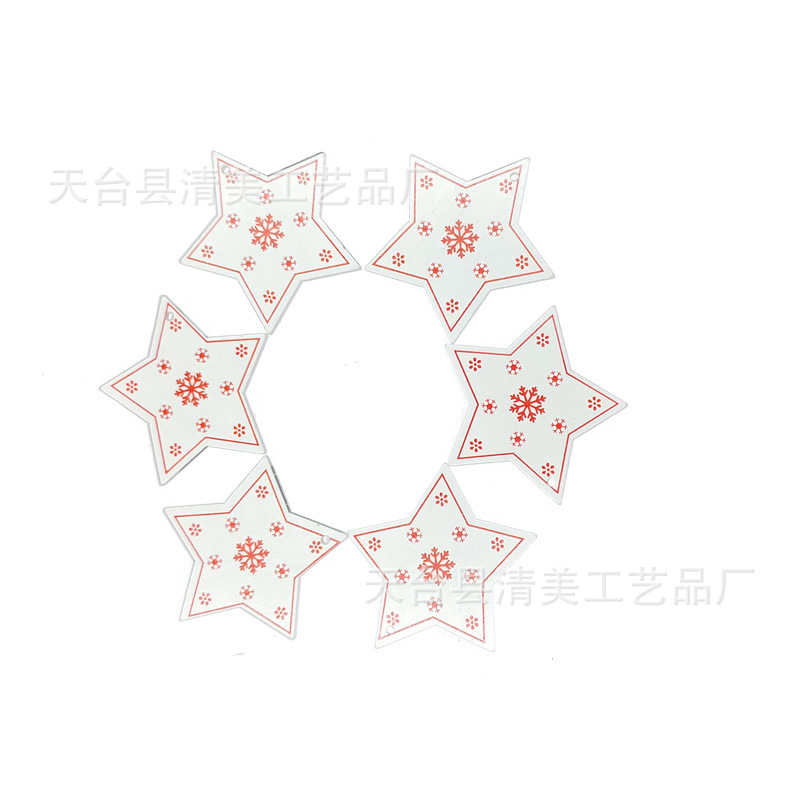 Colgante de dibujos animados de Navidad de madera de bricolaje de la serie de Navidad pintada blanca 10 piezas en un paquete con 10 cuerdas de cáñamo