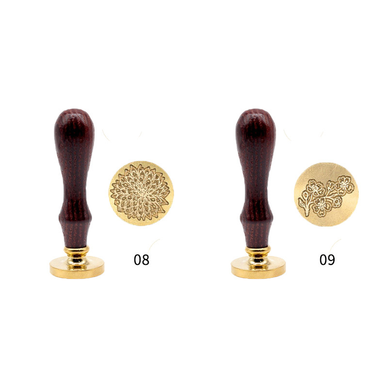 Fábrica al por mayor sello de pintura de fuego sello único con flores de plantas y hojas múltiples cabeza de cobre mano cuenta DIY Etiqueta de cera producción