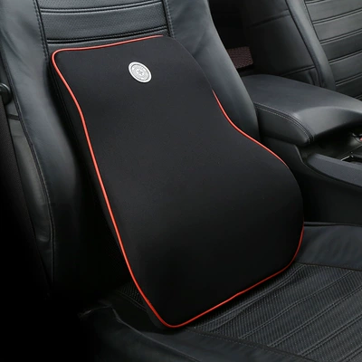Manufacturer Wholesale Driving Seat Backrest Memory Foam Car Headrest Lumbar Support Four Seasons Breathable Car Lumbar Headrest (Waist support) - black-red-edge-single-lumbar-support