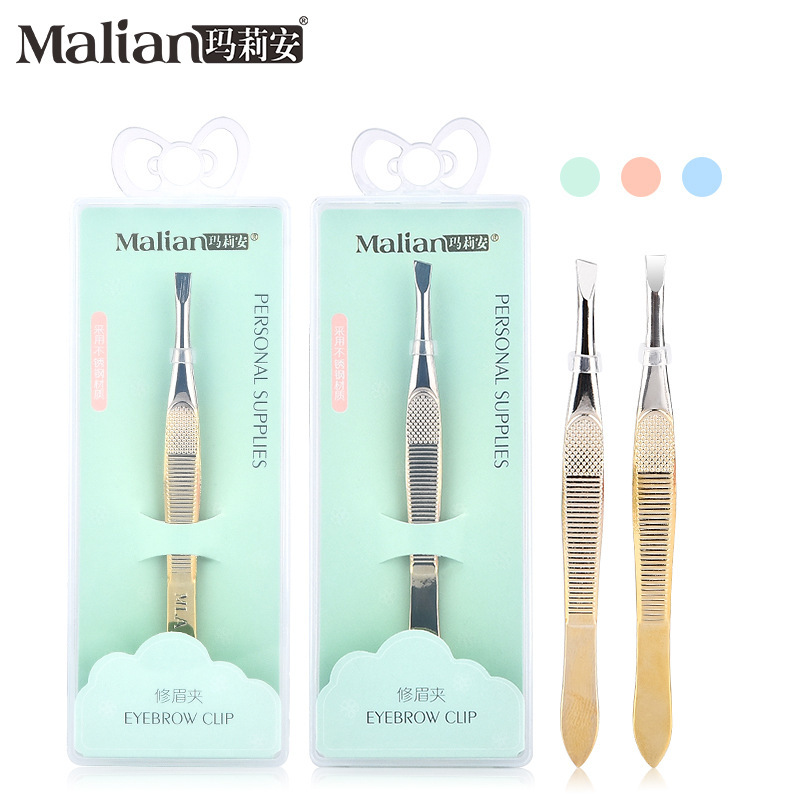 Marian clip de ceja de oro de acero inoxidable clip de ceja oblicua individual en caja C1 ceja trimmer removedor de pelo pinzas clip