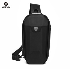 ozuko men's hard shell chest bag outdoor cycling men's crossbody backpack sports waterproof crossbody bag for men