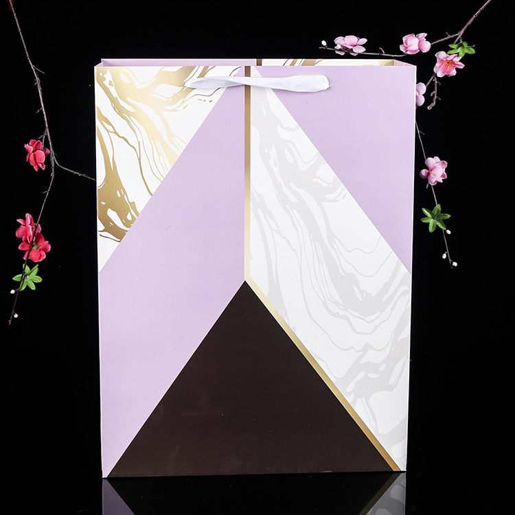 现货大理石手提纸袋白卡纸袋礼品袋服装手提袋包装玩具袋化妆品袋