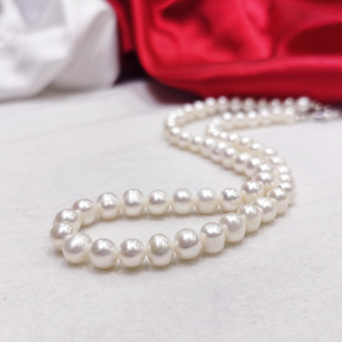 Send mother 7-8mm round natural freshwater pearl necklace women's Mother's Day mother-in-law holiday gift wholesale