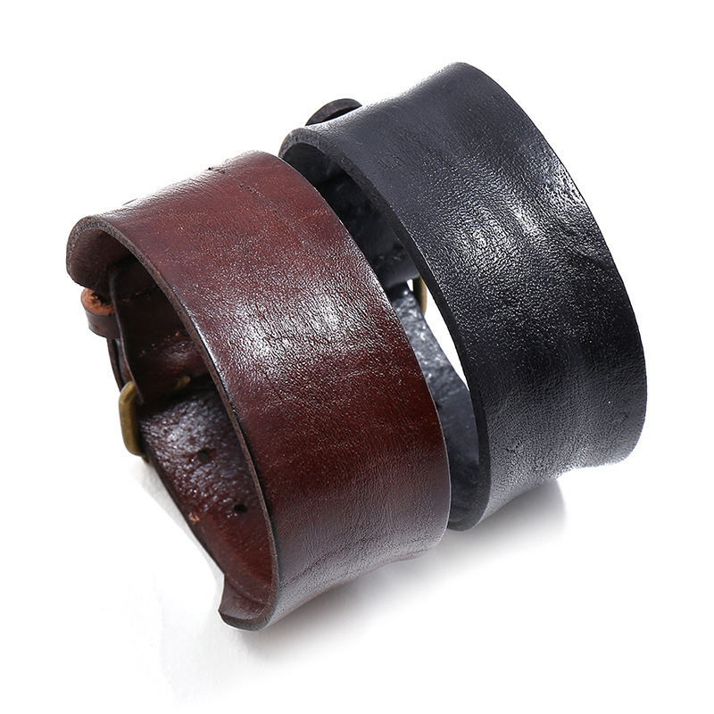 Punk factory direct European and American retro leather bracelet creative simple men's punk leather bracelet cross-border supply Punk factory direct European and American retro leather bracelet creative simple men's punk leather bracelet cross-border supply