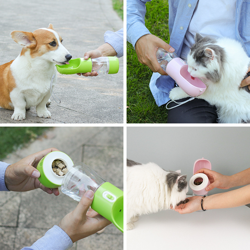 Mascota al aire libre taza de agua portátil taza de alimentación comida taza perro dispensador de agua potable gato viaje de doble uso
