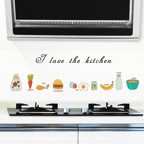 Waterproof Cartoon Vegetable Oil Smoke Wall Sticker Kitchen Household Stove Decoration High Temperature Resistant Self-Adhesive Transparent Oil-proof Sticker