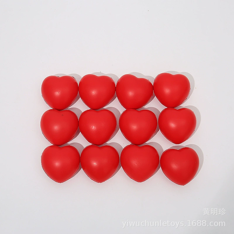 Прямая продажа: 7-сантиметровый мяч-антистресс в форме сердца из пенополиуретана, окрашенный методом распыления, подарок для творчества, детская игрушка, креативный мяч для снятия стресса