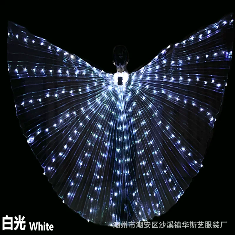 LED крылья для танцев (Wasi) — светящиеся большие крылья для взрослых и детей, разноцветный свет, 145/110 см